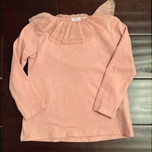 NWOT Zara Toddler Girls Long Sleeve Shirt with ruffle tulle collar! Size 3-4